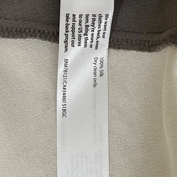 Eileen Fisher 100% Silk Georgette Color-Block Shift Pullover Dress ~ Size L/G - Picture 7 of 7